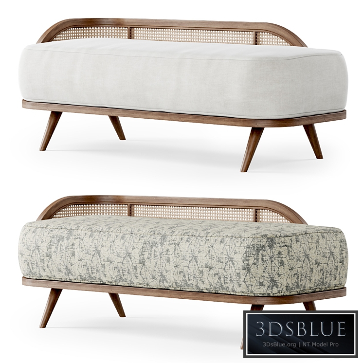 Garden ottoman LM / Wooden rattan bench