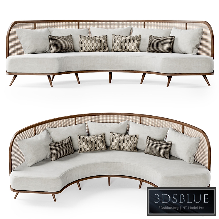 Garden round sofa R156 / Rattan semicircular sofa