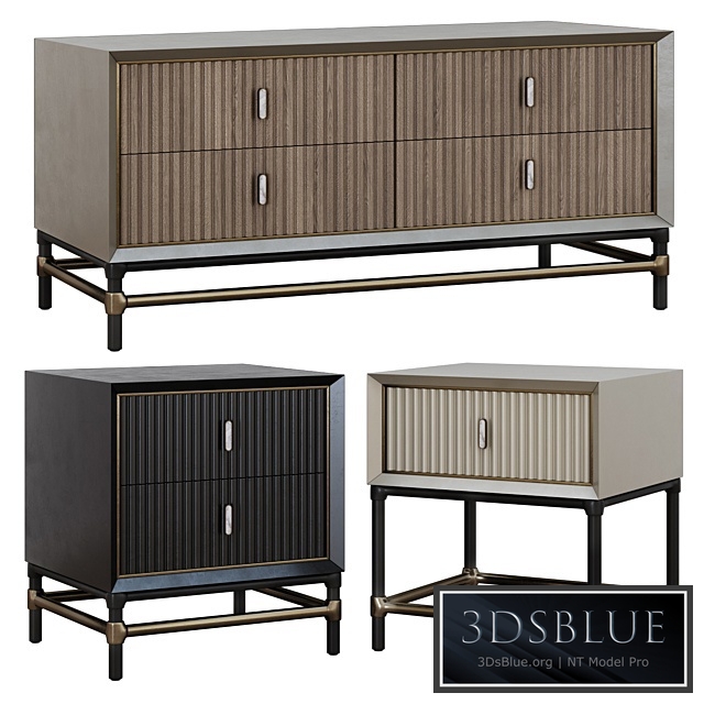 Chest of drawers and bedside tables in Art Deco style 05