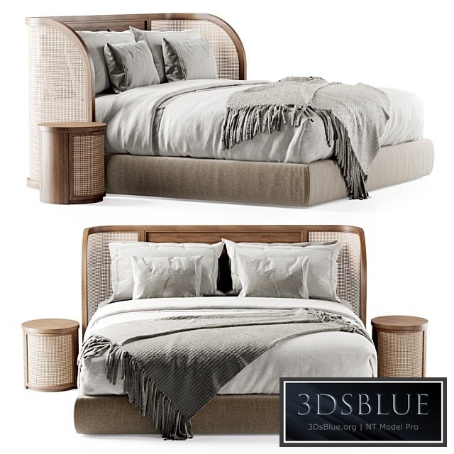 Wooden double bed DB57 / Double bed rattan