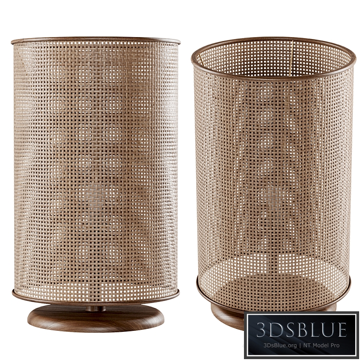 Wooden rattan table lamp L500 / Round table lamp