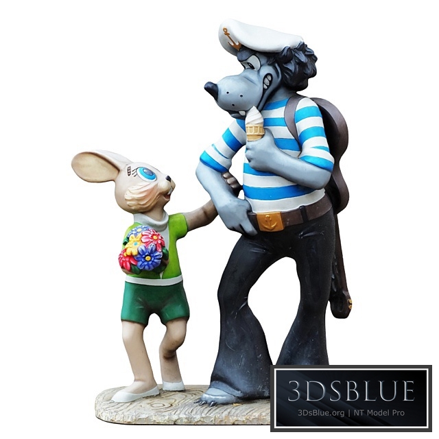 Sculpture of the characters Wolf and the Hare