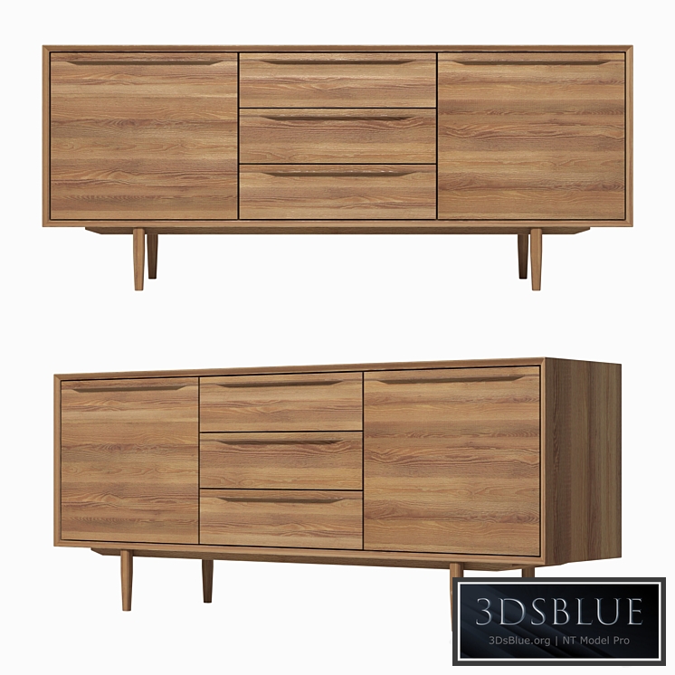 Chest of drawers Bruni with three drawers and doors, 180 * 75 * 45 cm