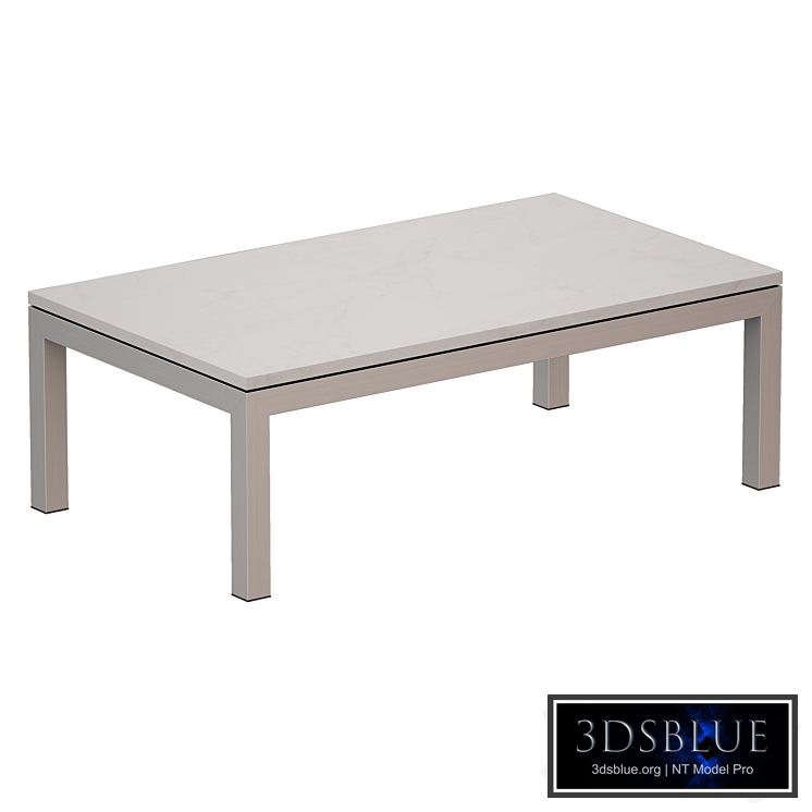 Parsons White Marble Top / Stainless Steel Base 48x28 Small Rectangular Coffee Table (Crate and Barrel)