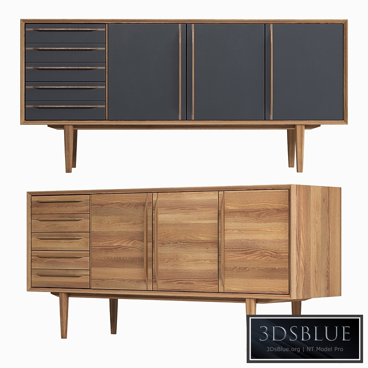 Chest of drawers Bruni / Bruni Black three doors, 160 * 75 * 45 cm