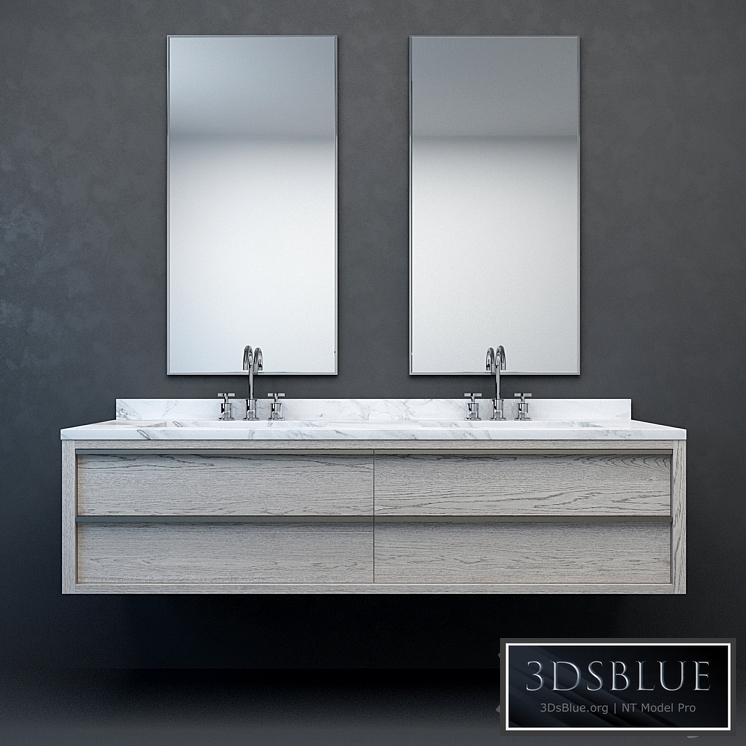 RH Modern Bezier floating double vanity