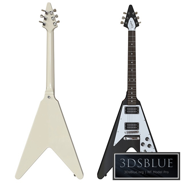 Electric Guitar Gibson Epiphone Flying V style black and beige