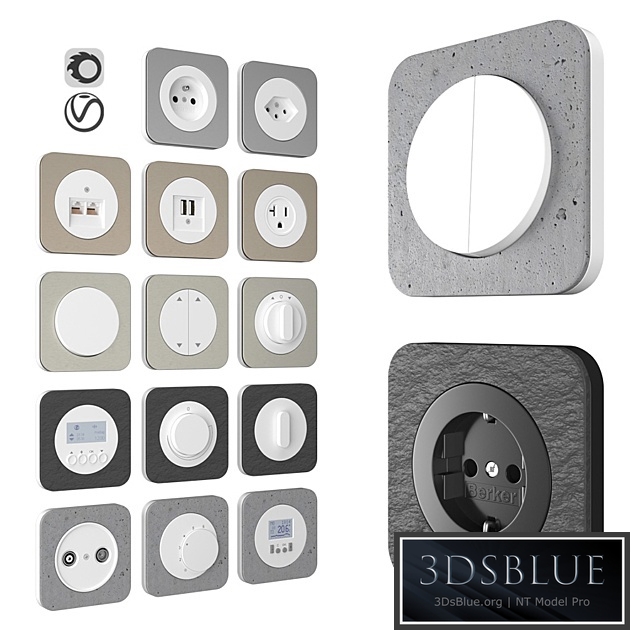 Berker R1 Sanded concrete, aluminum and slate