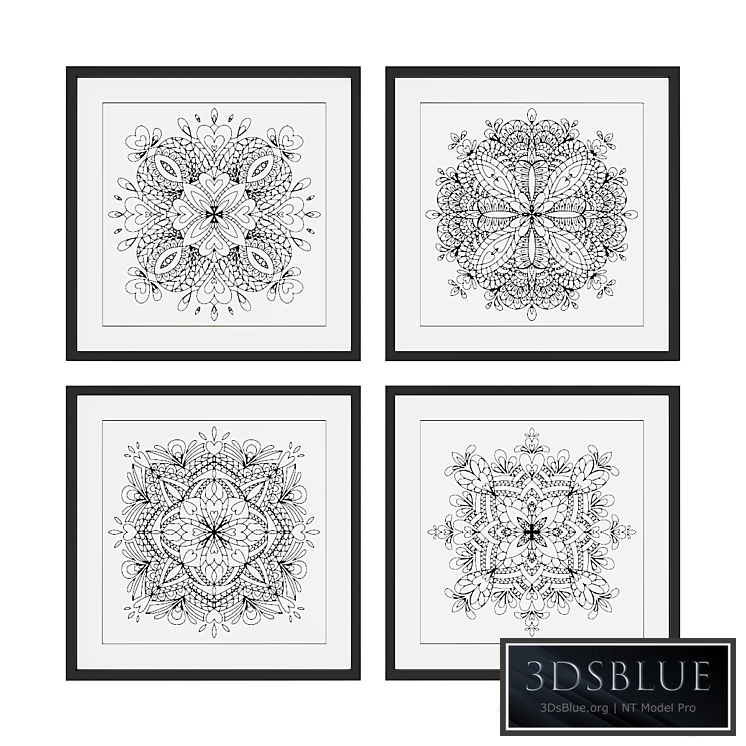 Set of pictures with mandalas