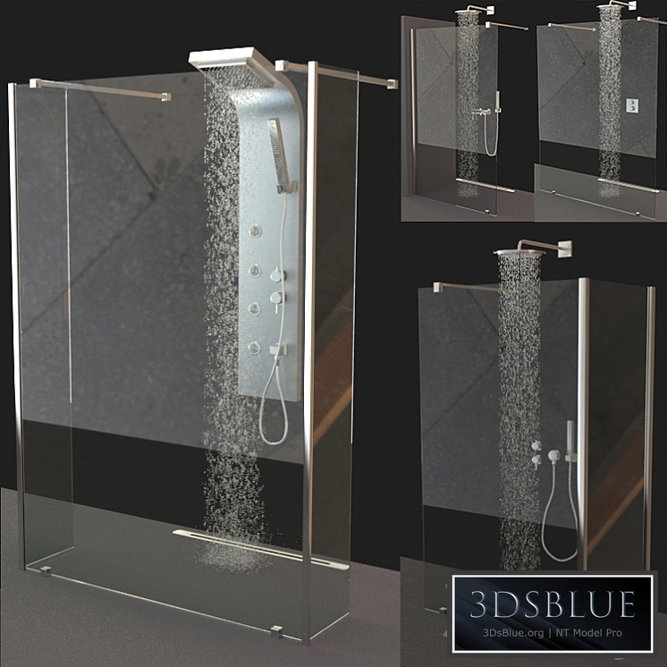 Set of shower cabins Ravak Walk-In + Mixers