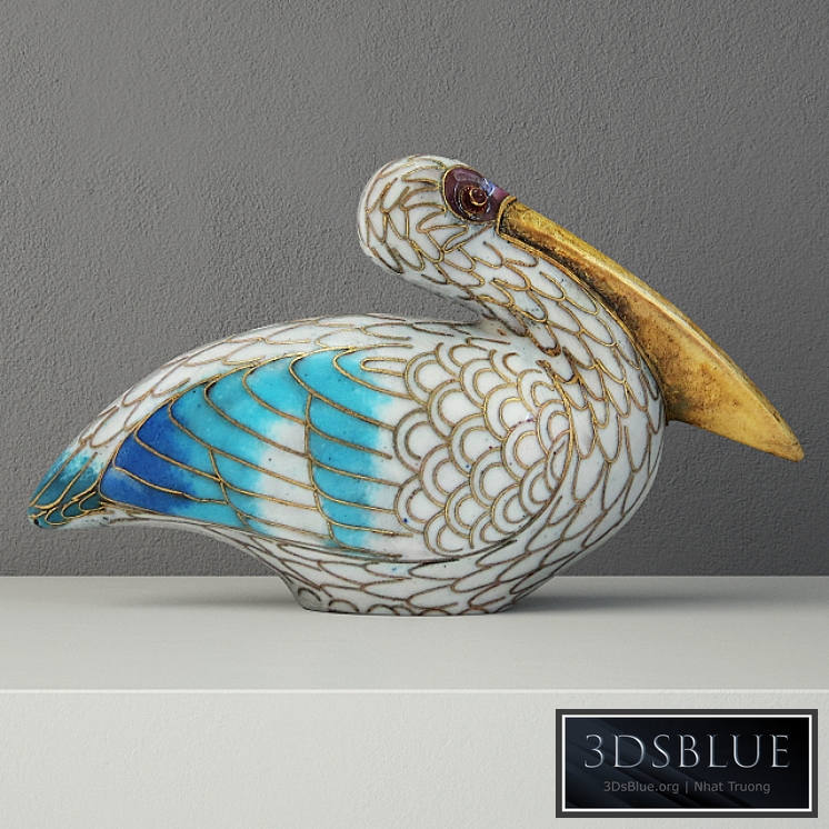 Cloisonné Pelican with Garnet Eyes