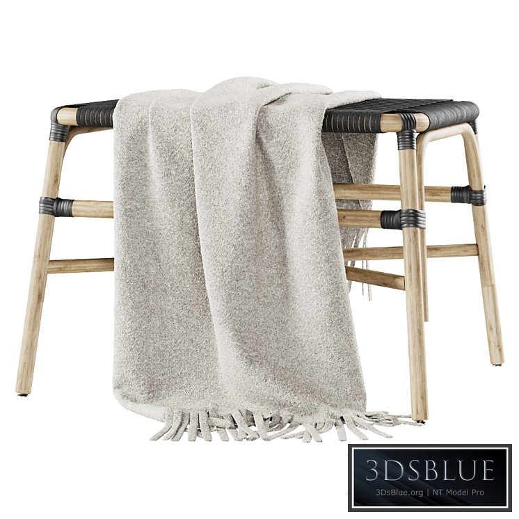 Rattan ottoman MD41 / Rattan upholstered bench