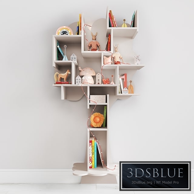 Nursery shelf in the form of a tree with filling