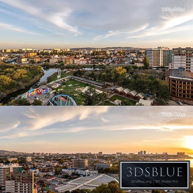 Panoramas of Anapa at sunset