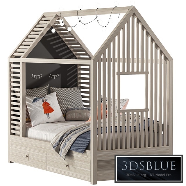 Children&#39;s bed in the form of a house 3