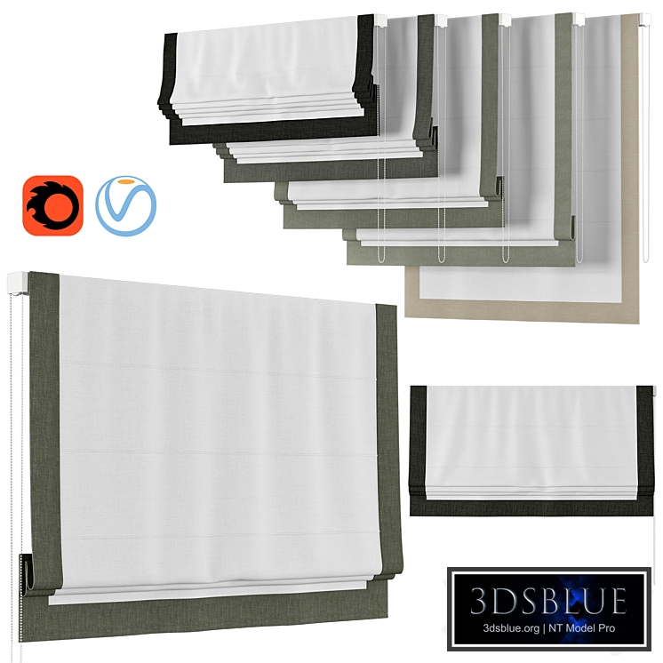 Roman Curtains 47 | Loganova | Border Chevalle Design Flat Linen