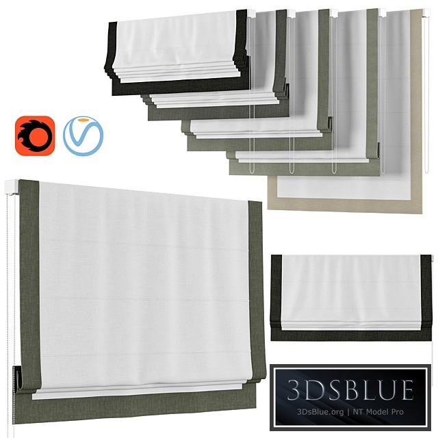 Roman Curtains 47 | Loganova | Border Chevalle Design Flat Linen