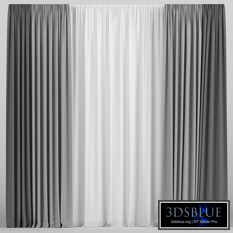 Curtains in two colors with tulle