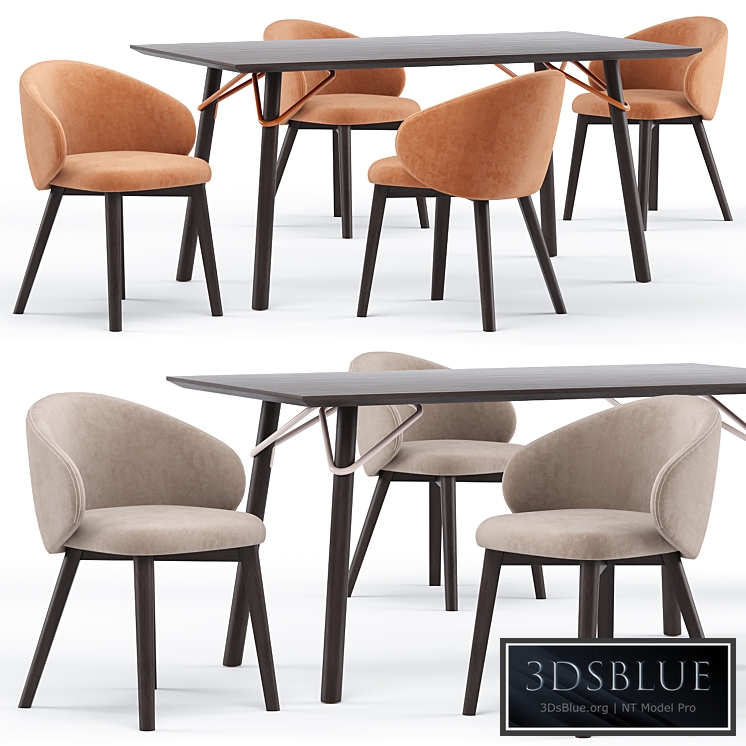 Tria table CB4807-FR 160 and Tuka rounded chair - connubia calligaris