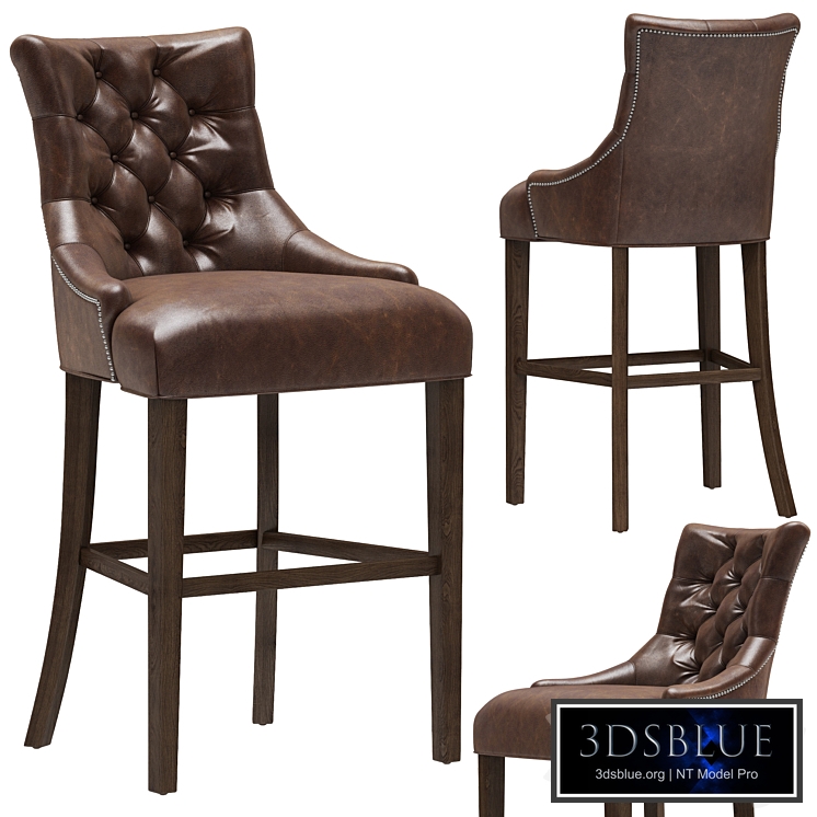 Restoration Hardware Martine Tufted Leather Stool