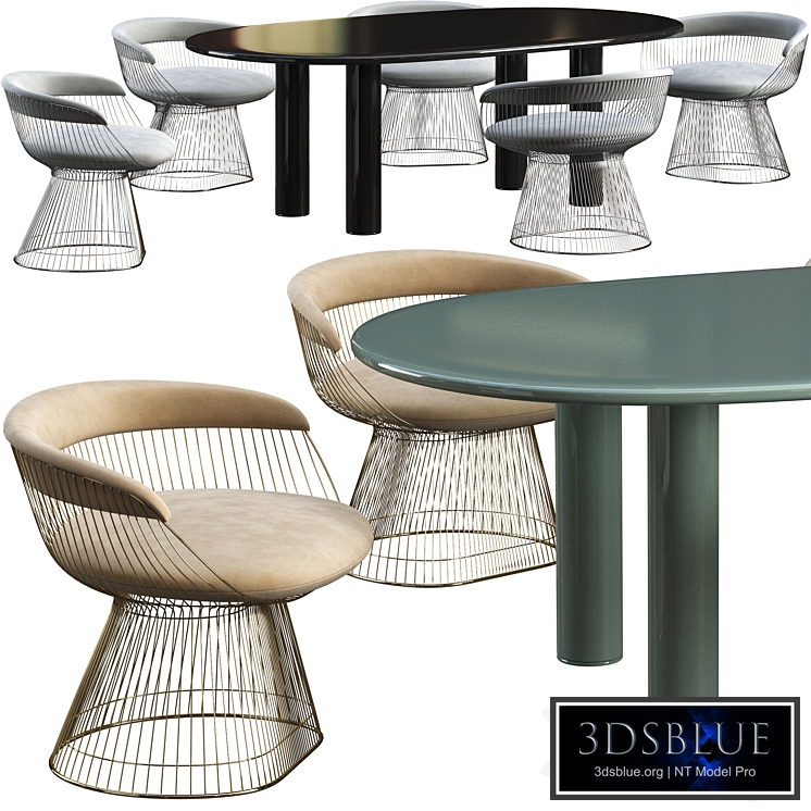 Dining table Knoll Smalto and chair Knoll Planter