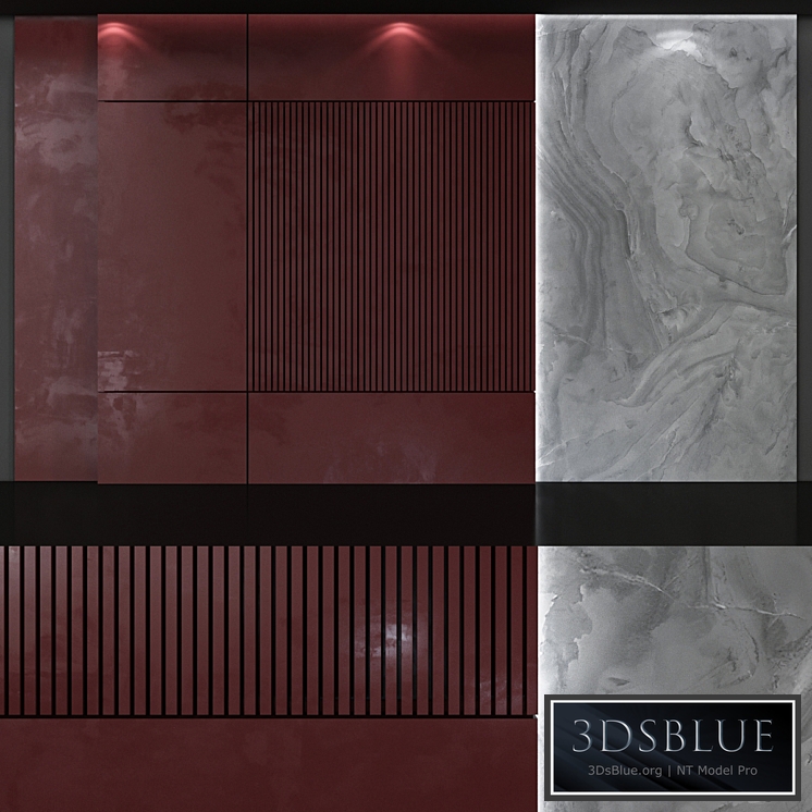 Decorative 3d panel Unitile Life Milan and burgundy MDF panels