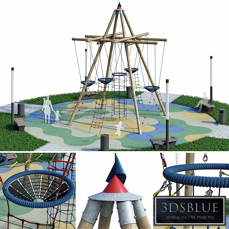 Children's play rope complex. Playground