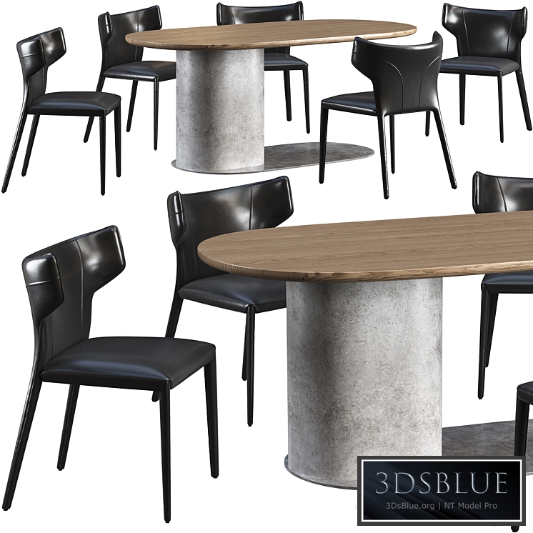 Dining table Natuzzi Ombra and chair Natuzzi Pi Greco