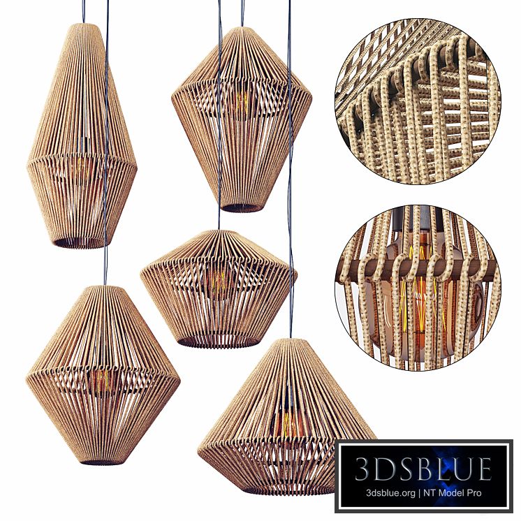 Lamp wood rattan wicker Cone / Chandeliers rattan cone