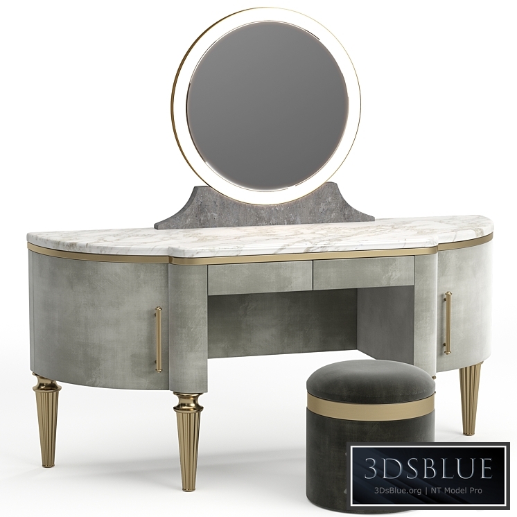 DAME By Longhi dressing table, design by Giuseppe Iasparra with Pouf Loft concept Golden Belt