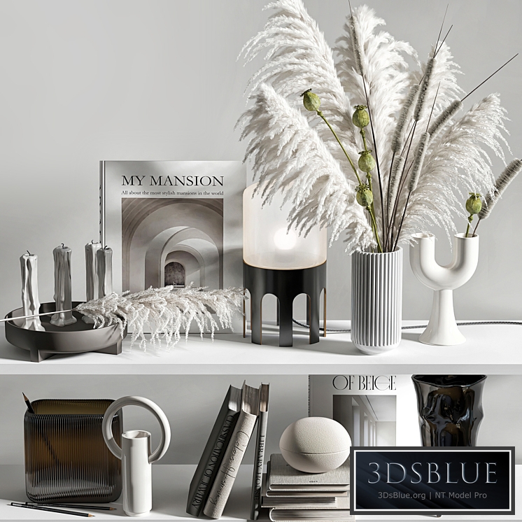 Decorative set for shelves with mixed bouquet 08