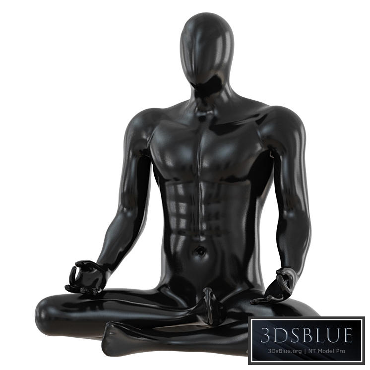 Male abstract mannequin sitting in yoga pose 110