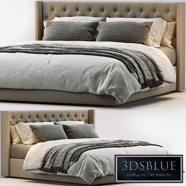 RH Adler Shelter Diamond Tufted Fabric Bed