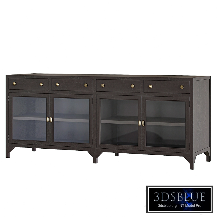 Shadow Box Industrial Black Metal Media Console