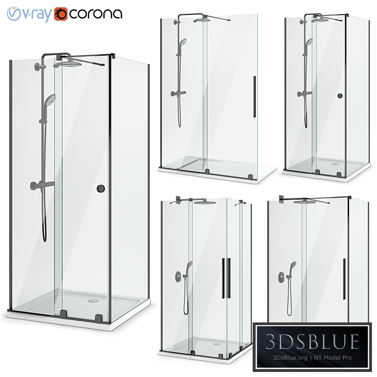 Shower enclosures Radaway | Furo black set 114