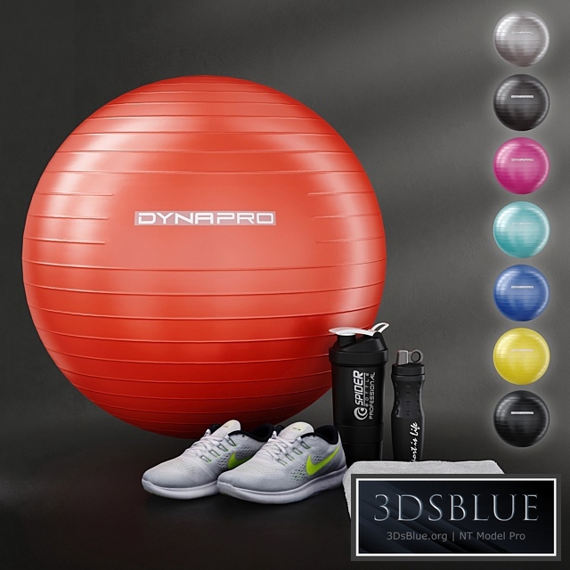 Fitness set for gym decorating. Sport equipment. Set