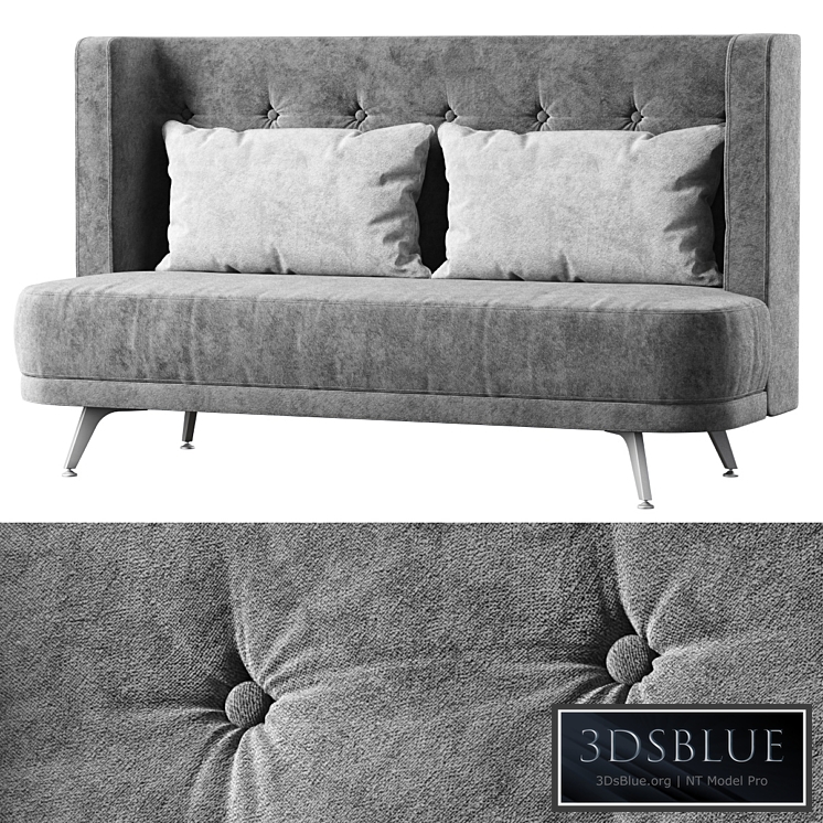 Velor two-seater restaurant sofa KL016 / Two-seater sofa with carriage pull