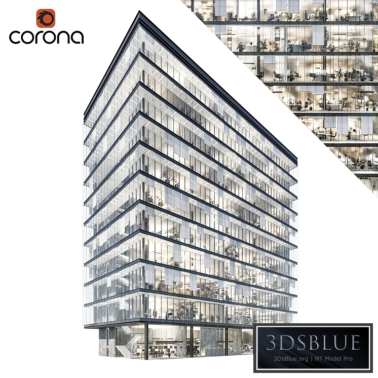 Modern office building 04 | night + interiors