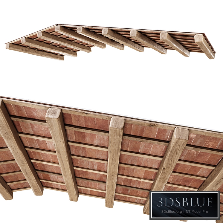 Wooden ceiling with ceramic tiles / Gable wooden ceiling