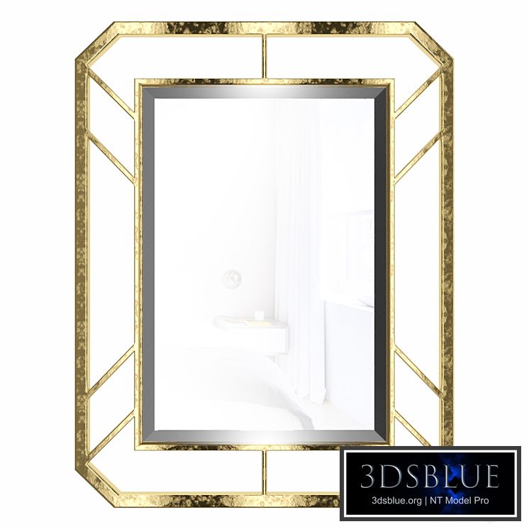 Rectangular mirror in metal frame, gold color KFG081
