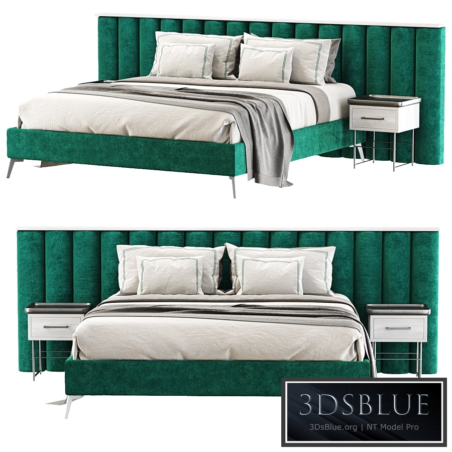Modern velor green double bed GS69 / Double velor bed GS69