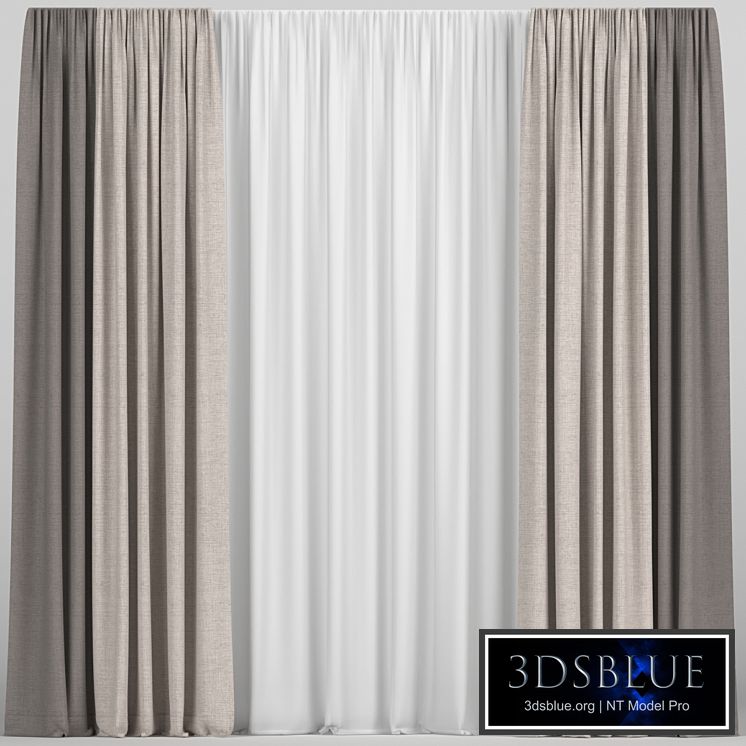 Curtains in two colors with tulle