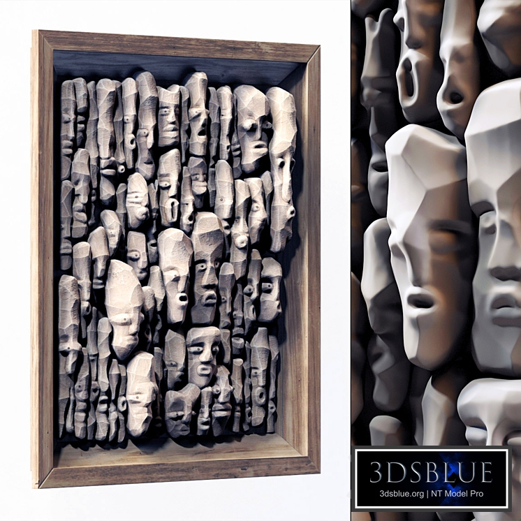 Wood faces panel decor n2 / Panel from wooden faces No. 2