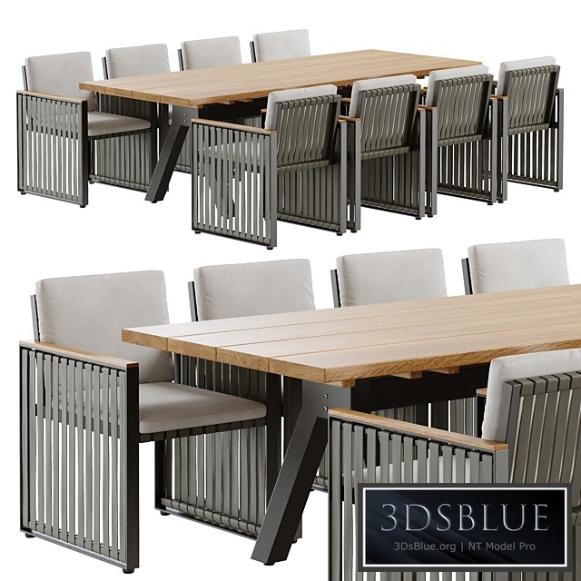 Outdoor garden wicker woven dining set Skyline design Horizon