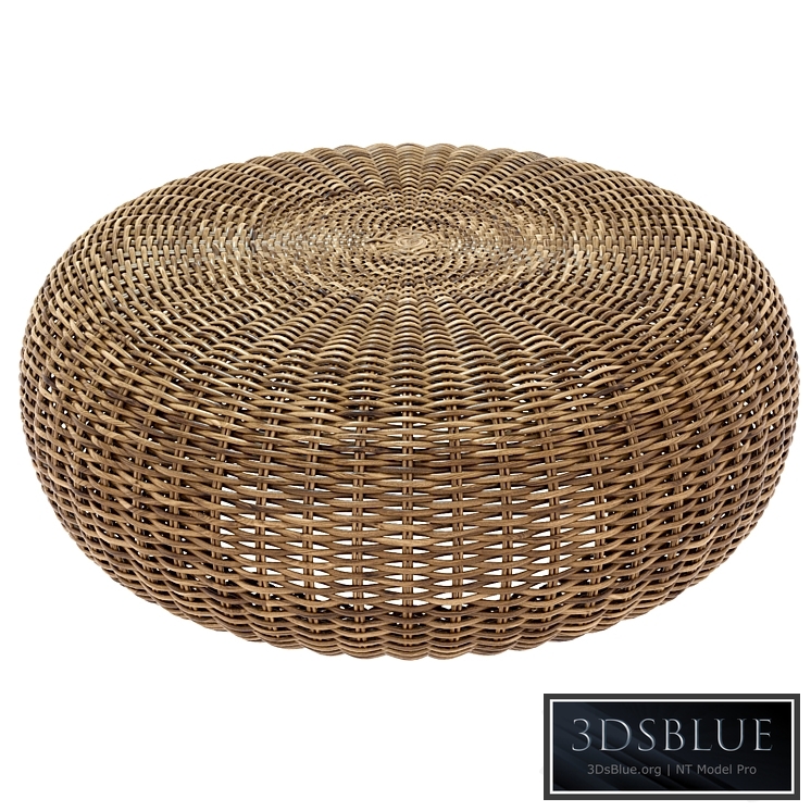 round braided rattan pouf. California