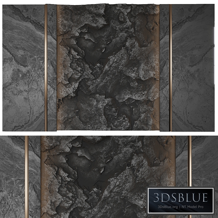 Wall panel with a black rock