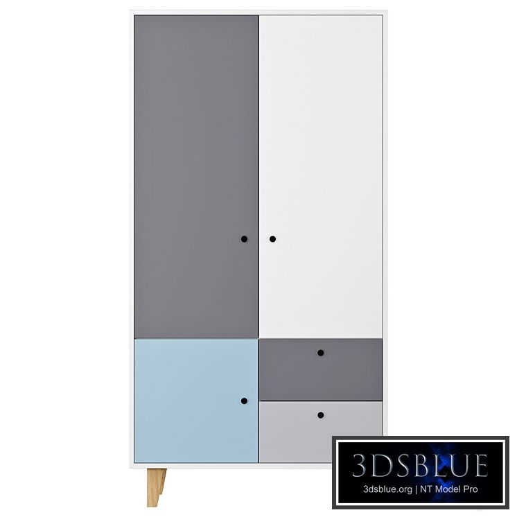 Vox Concept 2 Door Wardrobe in Gray & Blue | Cuckooland