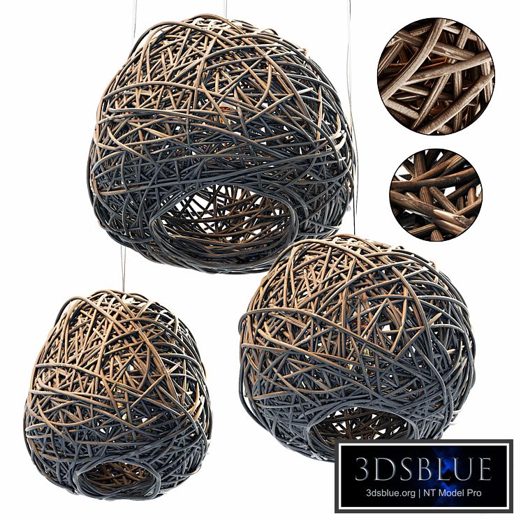 Lamp Rattan sphere hive n2 / Chandelier made of rattan spherical hive number 2