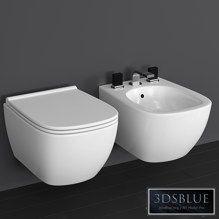Wall-mounted toilet and bidet Ceramica Globo Genesis, mixer Fantini Venezia