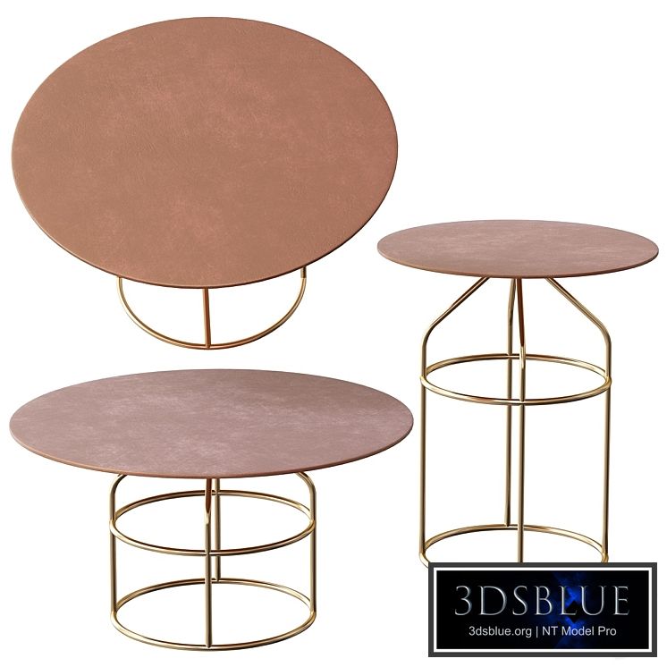 Modern Round Coffee Table Sets Metal in Gold